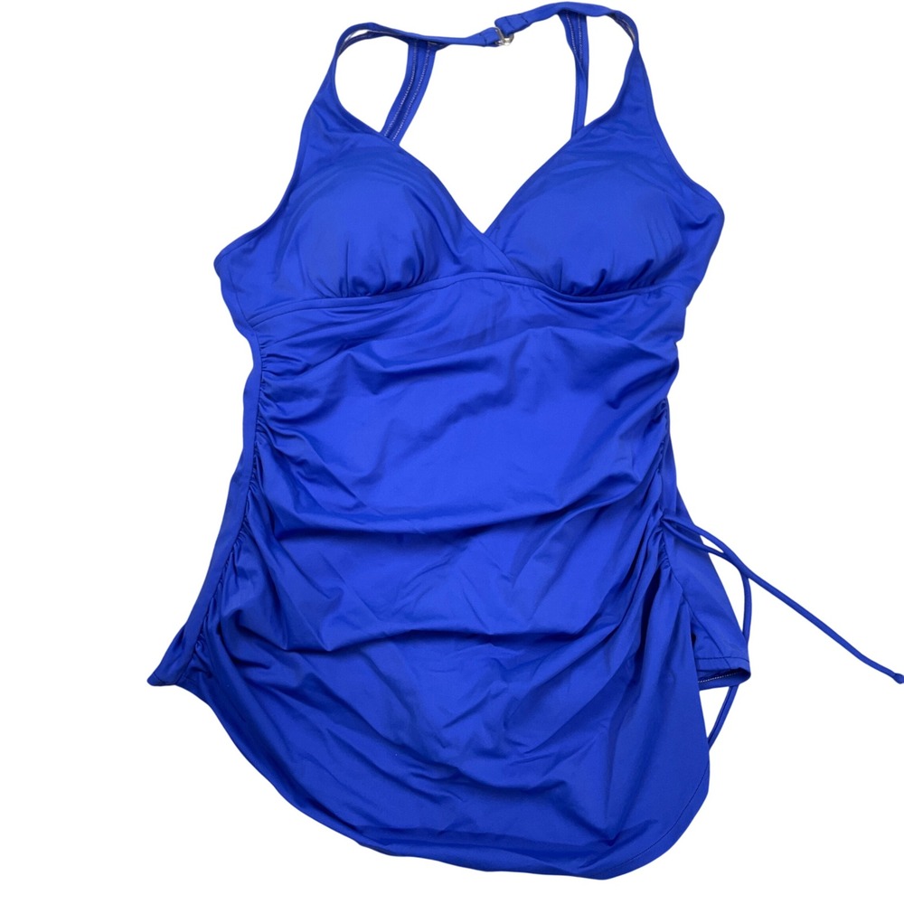 Miraclesuit 1 Pc Swimsuit Womens 16‎ Royal Blue Modest Ruched Side Drawstring